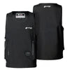 Two black protective knee pads on a white background